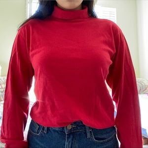 Red turtleneck top